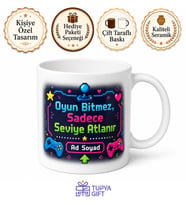 Retro Oyun Temalı Baskılı Kupa Bardak Hediye Nostaljik Gamer Porselen Mug