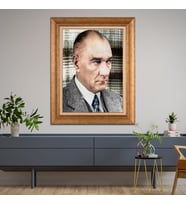 Altın Varaklı Paspartulu Çerçeveli Tablo hb1548