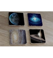 Galaksi ve Uzay Manzaraları Doğal Taş Bardak Altlığı 4'lü set - Natural Stone Coasters