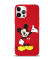 Apple iPhone 12 Pro Max  Lansman Kılıf Mickey Mouse Tasarımlı Altı Kapalı İçi Kadife Kaplı  Kapak (Şeffaf)