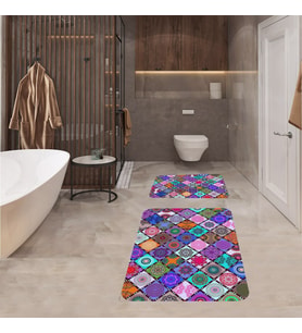 Banyo Halısı Ikili Klozet Takımı Kaymaz Tabanlı Banyo Paspas Takımı (Karışık)