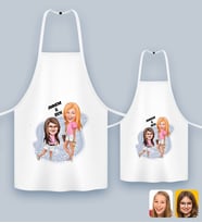 BK Gift Kişiye Özel İkili Anne Kız Karikatürlü Mutfak Önlüğü Seti-5, Anneye Hediye, Anneler Günü Hediyeleri