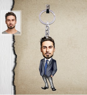 Kişiye Özel Patron Karikatürlü  Ahşap Anahtarlık Bay-9-Eco