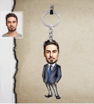 Kişiye Özel Patron Karikatürlü  Ahşap Anahtarlık Bay-9-Eco