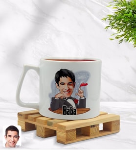 BK Gift Kişiye Özel Baba Godfather Karikatürlü Middle Beyaz Kupa Bardak Model 6