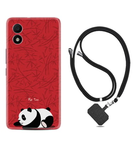 TCL 303 Kılıf Resimli Boyun Askılı İpli Desenli Silikon Series Sleeping Panda 1810