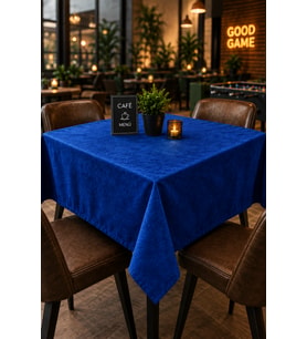 Kahve Cafe Kıraathane Masa Örtüsü 140x140cm Mavi Renk