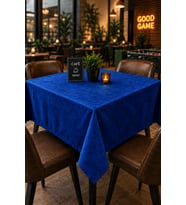 Kahve Cafe Kıraathane Masa Örtüsü 140x140cm Mavi Renk