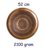 52 cm El İşlemeli Otantik Desenli Kalın Urfa Bakır Tepsi - BAKIR-TPS451