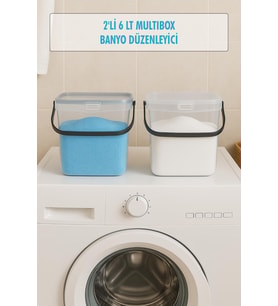 2?li Multibox Deterjanlık Kutusu & Banyo Düzenleyici & Saklama Kutusu 6 Lt Şeffaf