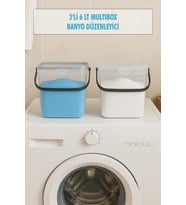 2?li Multibox Deterjanlık Kutusu & Banyo Düzenleyici & Saklama Kutusu 6 Lt Şeffaf