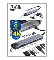 8 In 1 type-c 3.1 4K HDMI Adaptörü ile SD/TF Kart Okuyucu PD Hızlı Şarj için  Ethernet Girişli