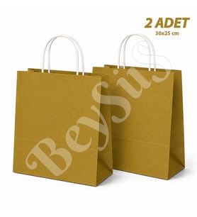 30x25 cm Hediyelik Kağıt Çanta Gold 2 Adet