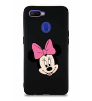 Oppo A12 Soft Premier Kapak Minnie Mouse-C Tasarımlı Silikon Kılıf - Siyah (Şeffaf)