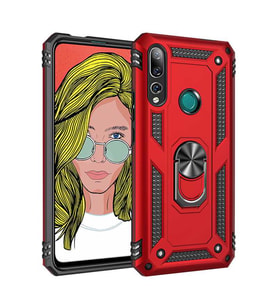 Huawei Y9 Prime 2019 Kılıf Metal For Car Yüzüklü Standlı Military Ring Serisi (Kırmızı)