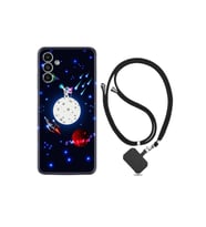 Samsung Galaxy A23 Kılıf Silikon Desen Boyun Askılı Ay Ve Astronot 1694