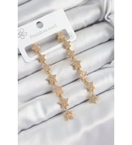 Pirinç Zirkon Taşlı Sallantılı Yıldız Model Gold Renk Kadın Küpe TJ-BKP10912