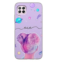 Huawei Topuzlu Kız Tasarımlı Şeffaf Telefon Kılıfı