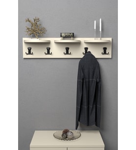 Üst Raflı Duvar Askılığı Bej 80 cm