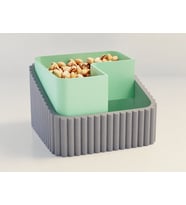 3D Baskı Fıstık Kasesi - Çift Hazneli Kabuk Ayırıcı Sunum Kasesi - Gri Mint
