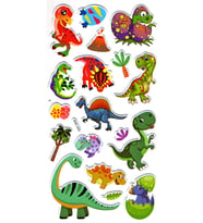 Sticker Kabartmalı Stiker Çıkartma Etiket (XHC033)-18x9 cm- Sevimli Dinozor