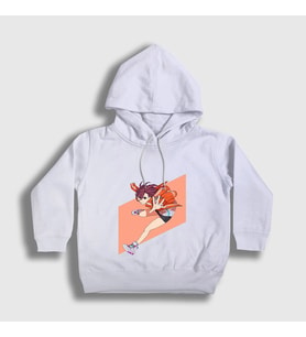Presmono Unisex Çocuk Beyaz Momo Ayase V2 Anime Dandadan Kapüşonlu Sweatshirt 512281tt