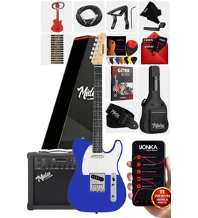 Midex TLX-50BL-25AMP Tele Kasa Maple Klavye 2 Single-Coil 25W Amfili Elektro Gitar