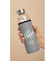 Premium Gri Kılıflı Cam Matara 1000ml – Şıklık