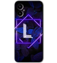 Omix X5 Kılıf HD Desen Baskılı Arka Kapak - Dark Neon Yaprak L Harfi