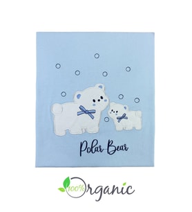 Erkek Bebek Polar Bear Nakışlı 90 X 80 Cm Çift Kat Pamuklu Organik Penye Be