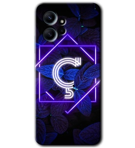 Redmi Note 12 4G Kılıf HD Desen Baskılı Kılıf - Dark Neon Yaprak Ç Harfi