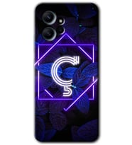 Redmi Note 12 4G Kılıf HD Desen Baskılı Kılıf - Dark Neon Yaprak Ç Harfi