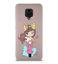 Xiaomi Redmi Note 9S Soft Premier Kapak Vespagirl Tasarımlı Silikon Kılıf - Pudra (Şeffaf)