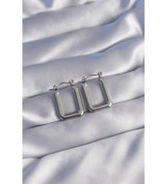 316L Çelik Gümüş Renk Dikdörtgen Model Küpe (Karışık)