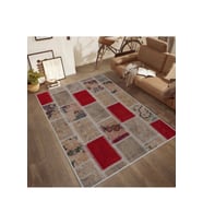Rovigo Home Dijital Baskı Yıkanabilir Kaymaz Taban Salon Halısı RVG0510 (Kırmızı)