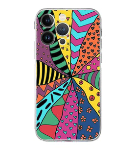 PrintiFy iPhone 13 Pro Max ile Uyumlu Retro Color 4  Kamera Korumalı Şeffaf  Kılıf