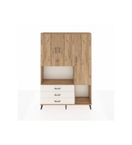 Arges Dolap 6 Raflı 3 Çekmeceli 3 Kapaklı 132x30x195 Çam-Çam/Aytaşı
