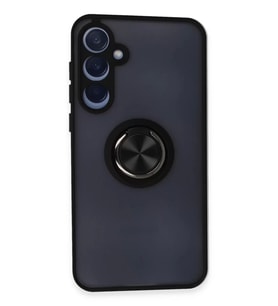 Newface Samsung Galaxy A25 5G Kılıf Montreal Yüzüklü Silikon Kapak - Siyah