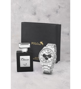 Polo Air Klasik Metal Kasa Erkek Kol Saati Ve 55 ml Parfüm Seti Gümüş Renk ST-5030E5