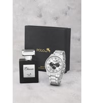 Polo Air Klasik Metal Kasa Erkek Kol Saati Ve 55 ml Parfüm Seti Gümüş Renk ST-5030E5