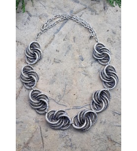 STONEAGE Bayan Kolye Yapraklı Bohem Vintage Hint Gümüşü Gerdanlık Yerli Üretim Türk Malı