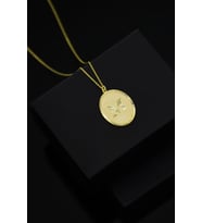 925 Ayar Gümüş Gold Kaplama M Harfli Plaka Kolye