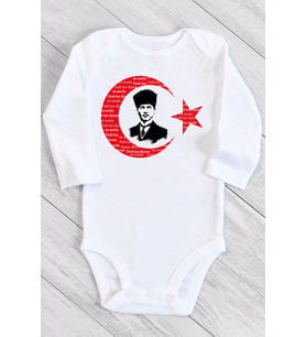 Unisex Bebek Beyaz Atatürk Ne Mutlu Türküm Diyene Çıtçıtlı Body