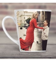 Kişiye Özel 3 Fotoğraflı Beyaz Konik Kupa