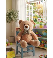 Büyük Boy Yumuşak Papyonlu Oyuncak Ayıcık Peluş 90 Cm