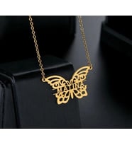 Kelebek Model Kişiye Özel İsimli 925 Ayar Gümüş Gold Hediyelik Kadın Kolye