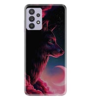 Kılıfland Samsung Galaxy A32 Kılıf Desenli Silikon Resimli Kapak Wolf and Moon Kılıf 1380