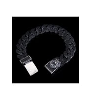 Aslan (LİON) Figür Siyah Zirconia Taşlı Gurmet Model 925 Ayar Gümüş Bileklik