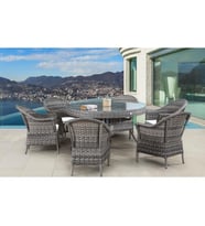 Rattan Bahçe Yemek Masa Sandalye Takımı  Aluminyum  140 cm  Rehome 6 Kişilik