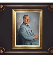 Altın Varaklı Çerçeveli Paspartulu Atatürk Tablo nl02A280 (Gold)
